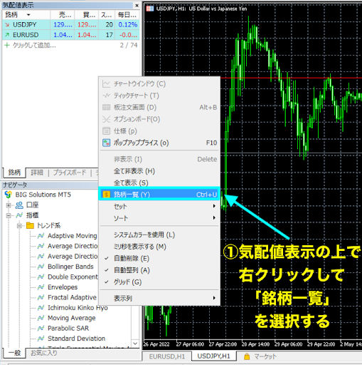 特定の通貨ペアの追加方法