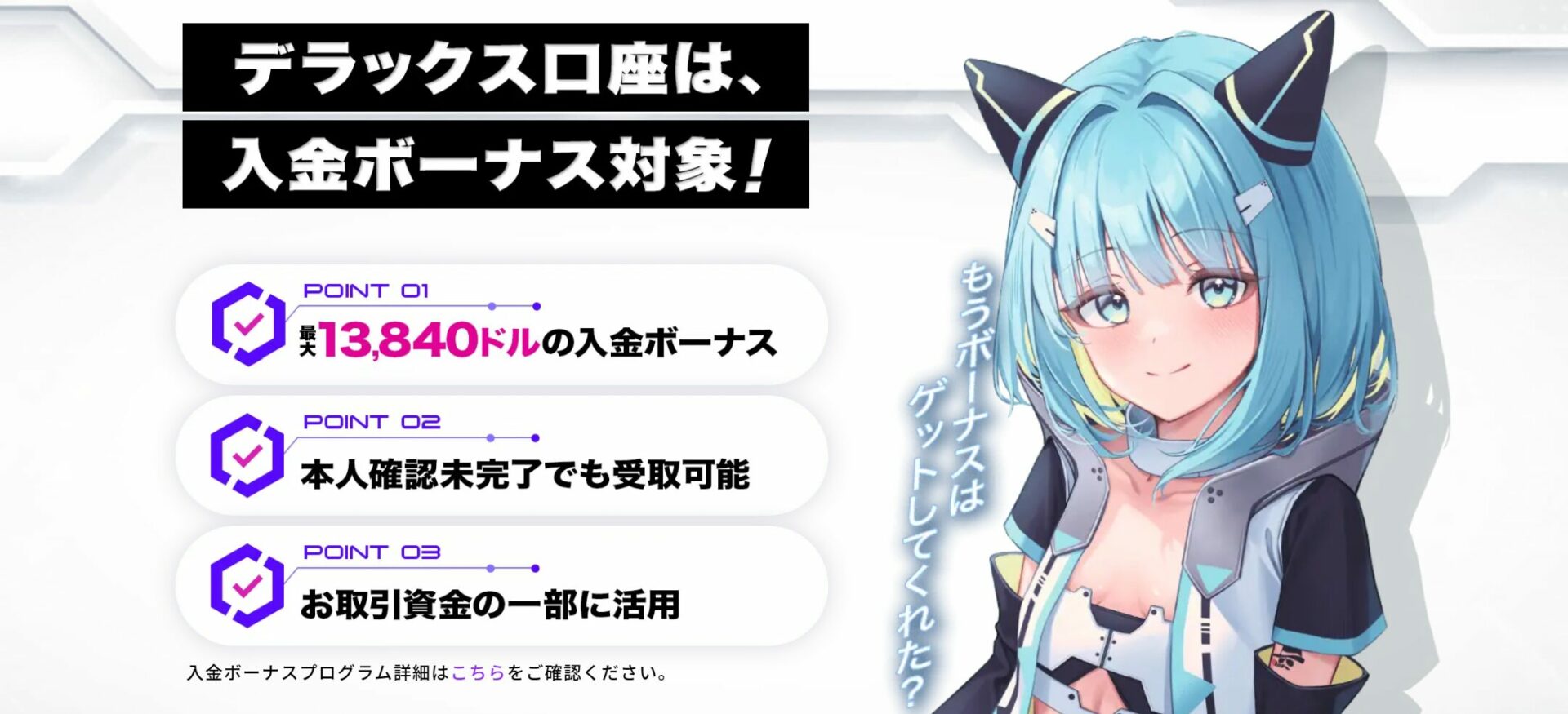 デラックス口座は入金ボーナスプログラム対象口座