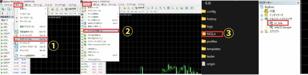 ②MT4にEAを取り込む