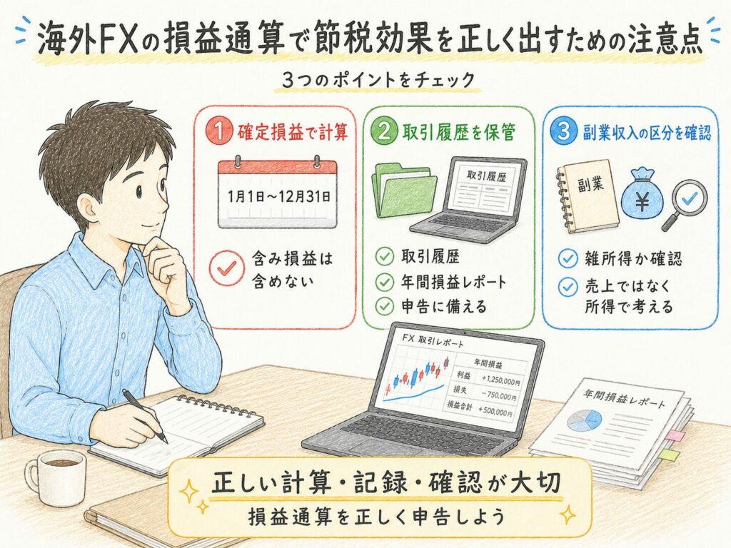 海外FXで損益通算で節税効果を正しく出すための注意点