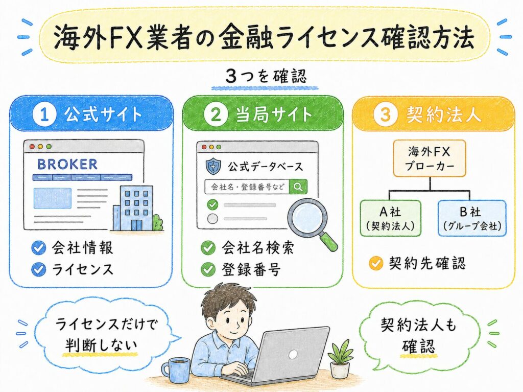 海外FX業者の金融ライセンス確認方法