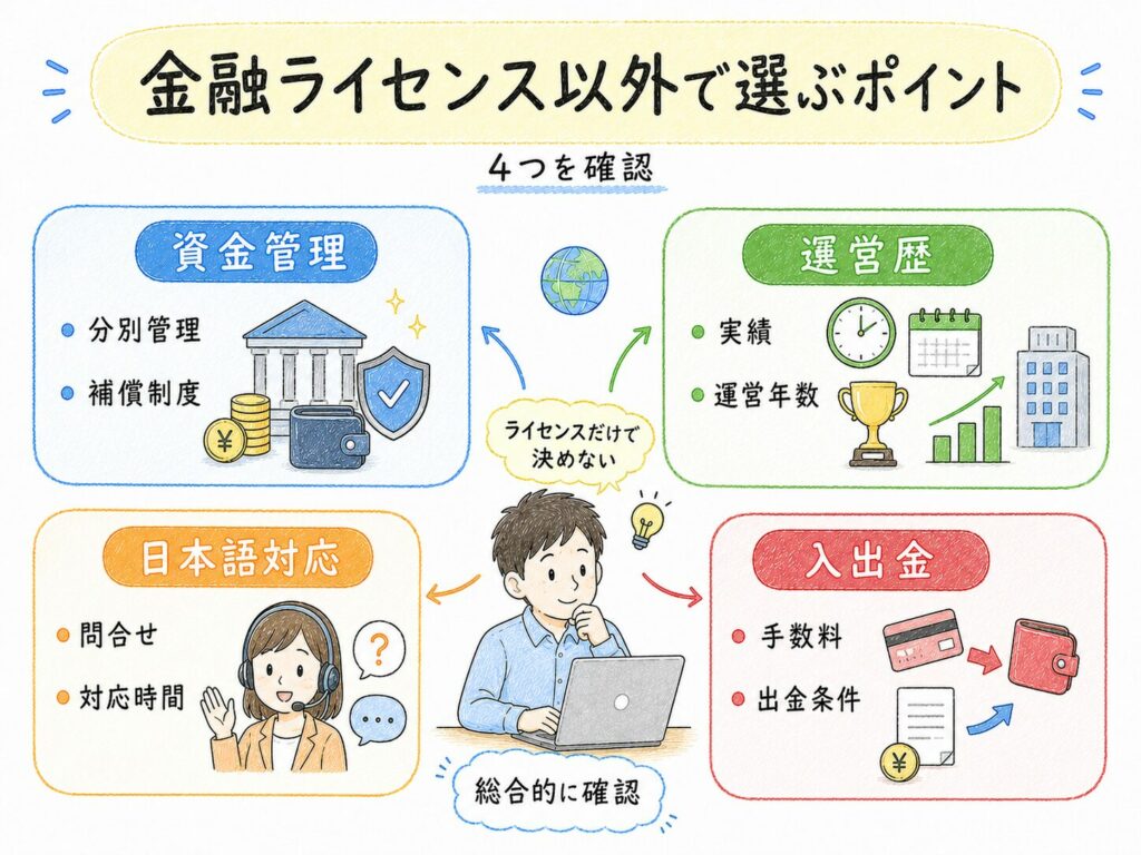 金融ライセンス以外で海外FX業者を選ぶときのポイント
