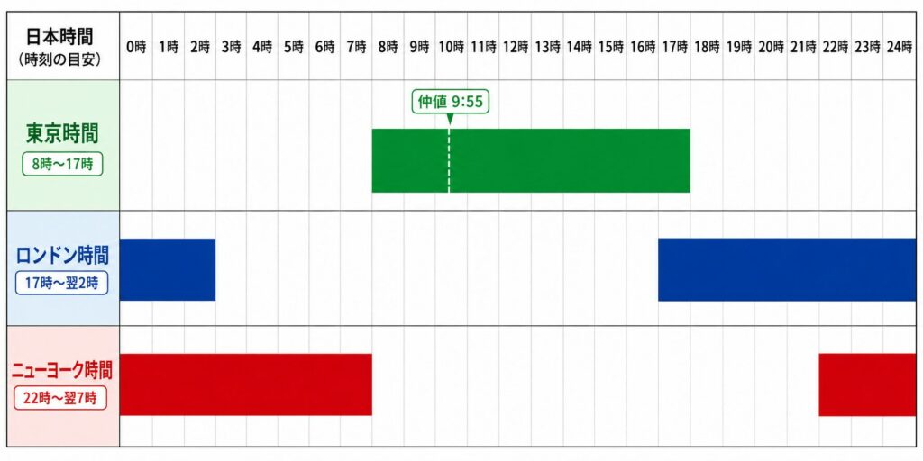 FXの取引時間は平日ほぼ24時間