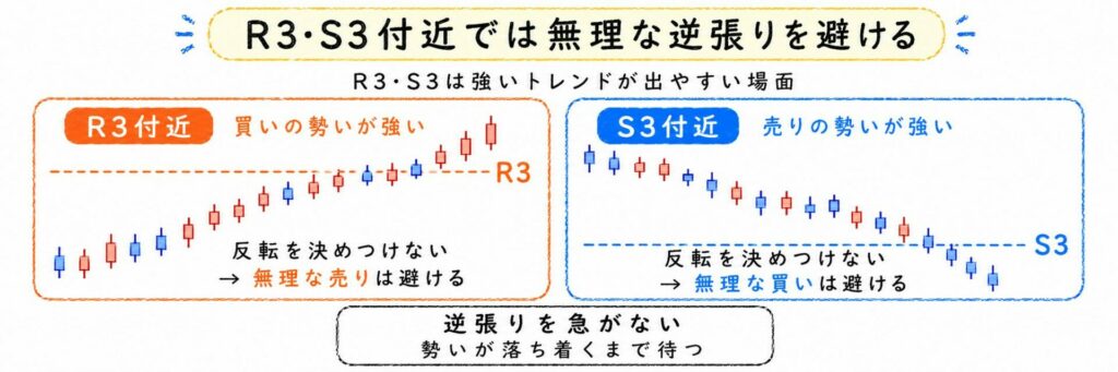 R3・S3付近では無理な逆張りを避ける