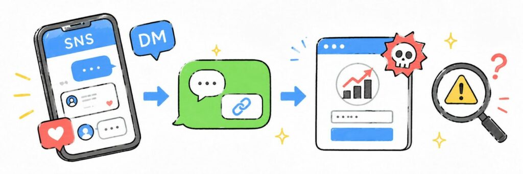 SNSやLINEだけで取引に誘導されていないか