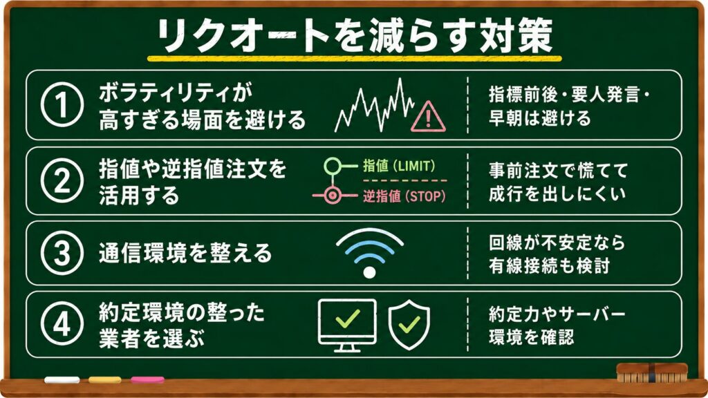 リクオートを減らす対策