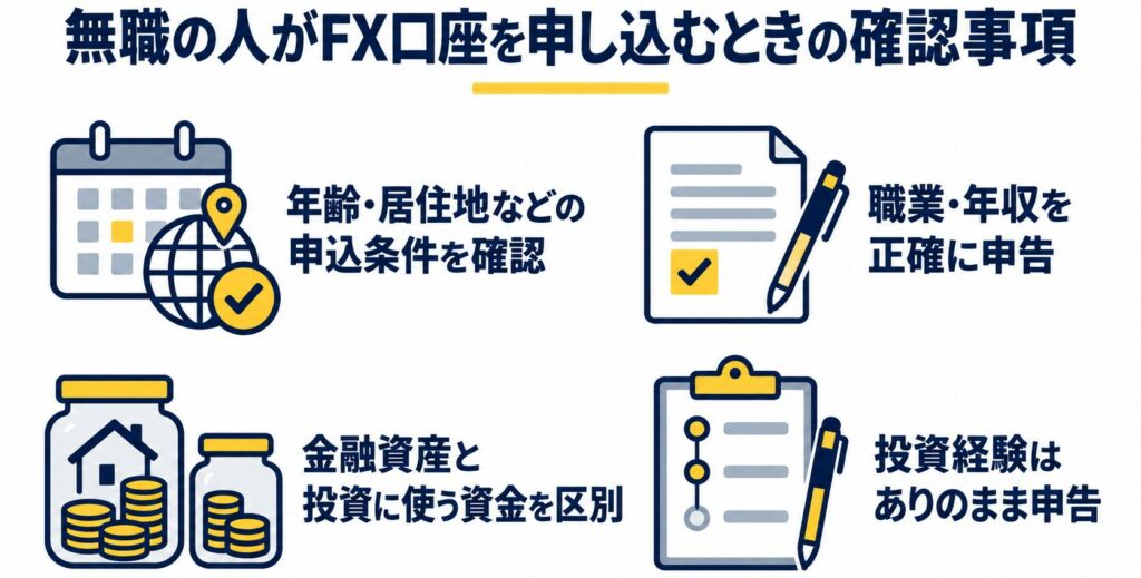 無職の人がFX口座を申し込むときの確認事項