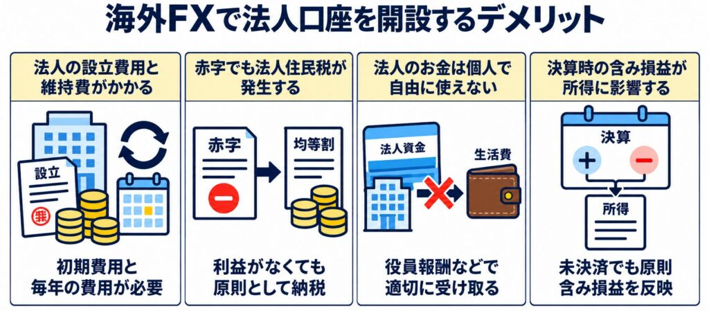 海外FXで法人口座を開設するデメリット