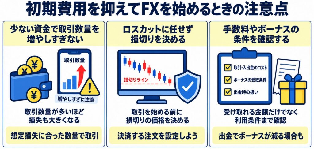 初期費用を抑えてFXを始めるときの注意点