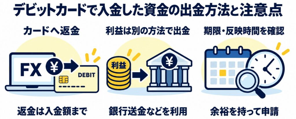 デビットカードで入金した資金の出金方法と注意点