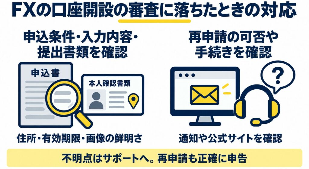 FXの口座開設の審査に落ちたときの対応