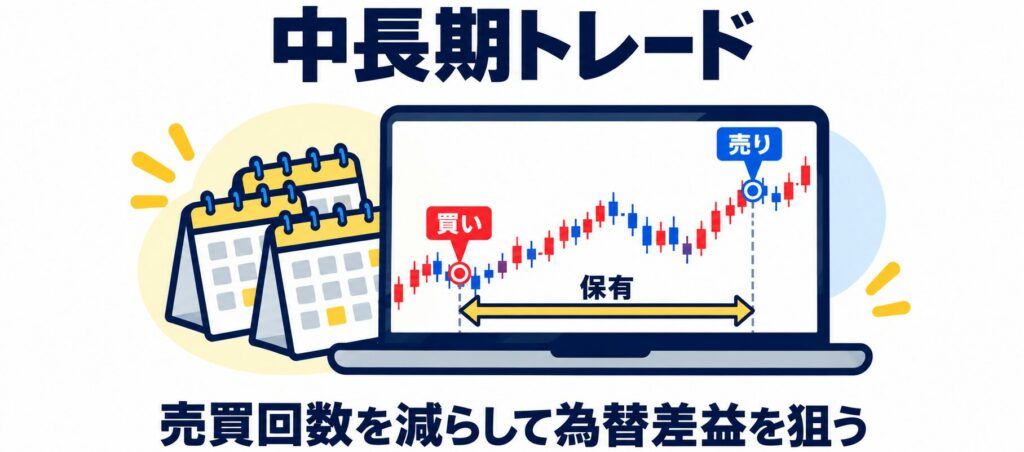 中長期トレード｜売買回数を減らして為替差益を狙う