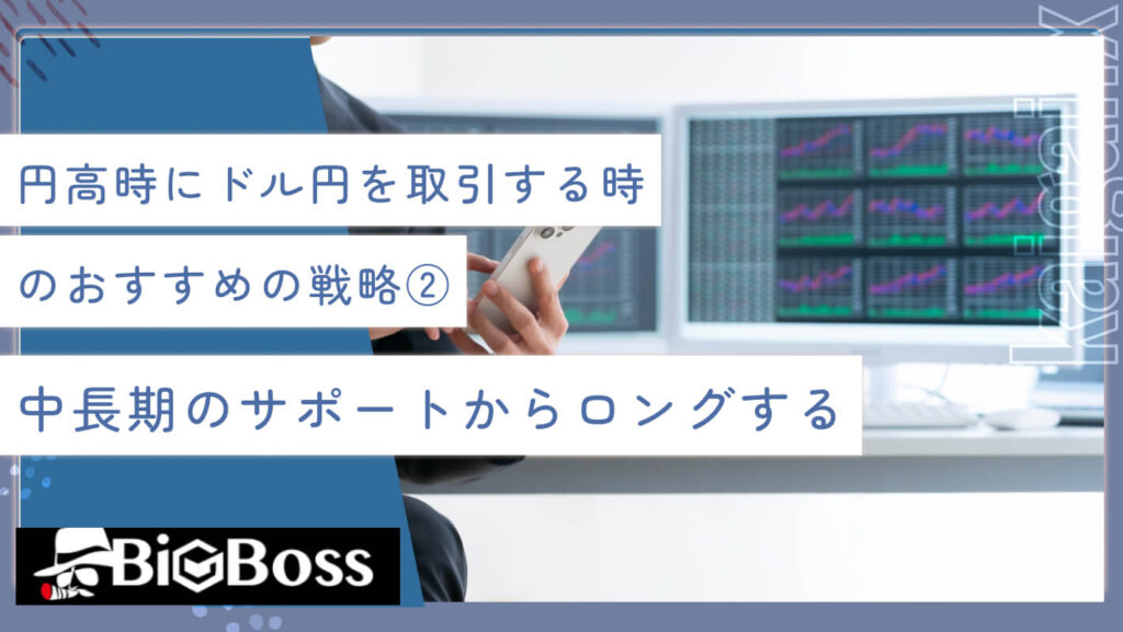 円高時にドル円を取引する時のおすすめの戦略②中長期のサポートからロングする