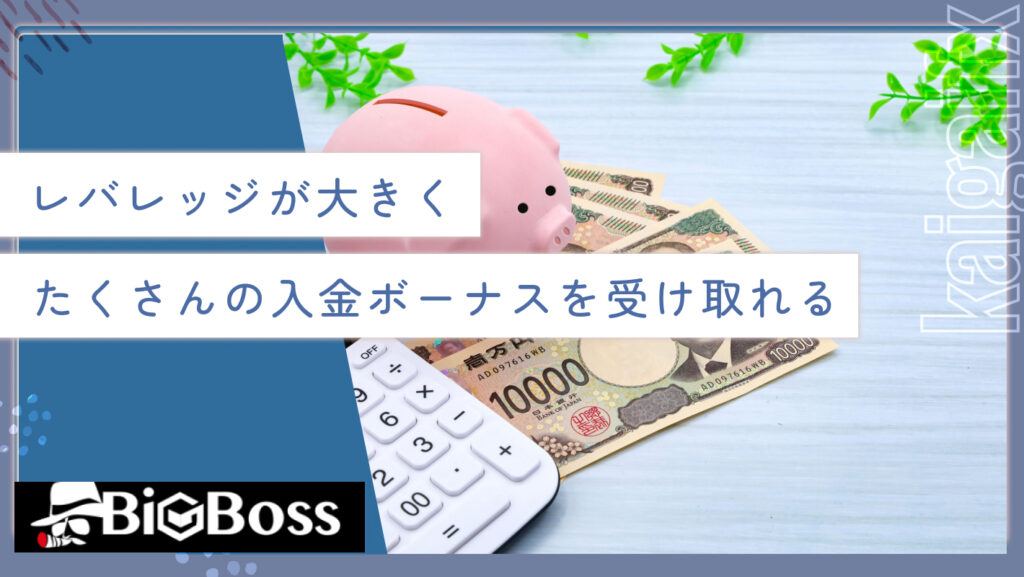 レバレッジが大きくたくさんの入金ボーナスを受け取れる