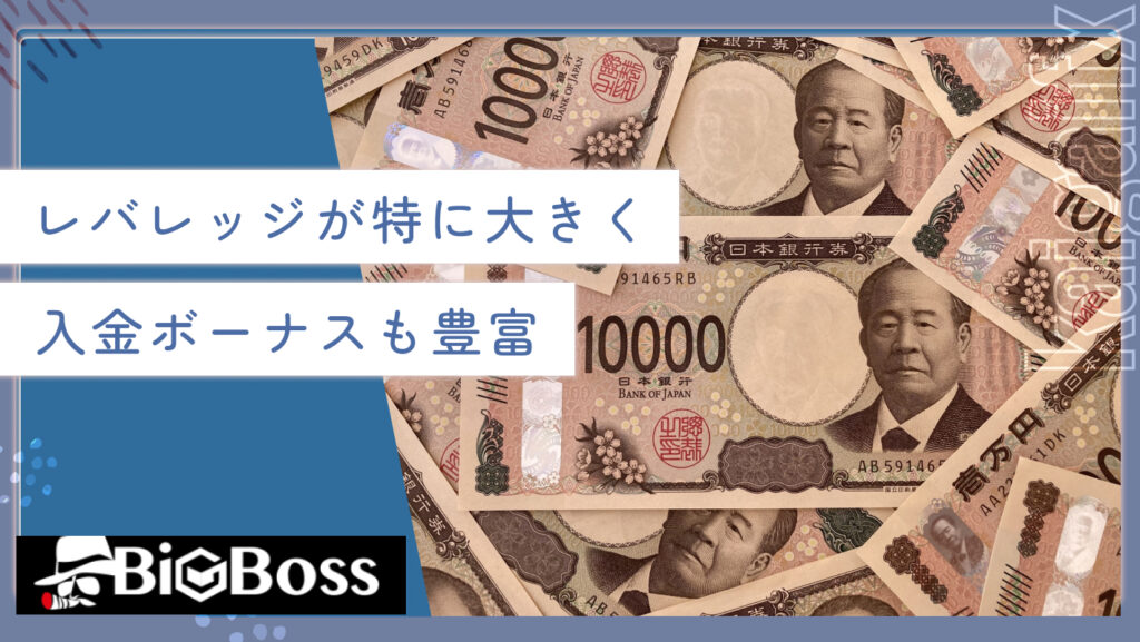 レバレッジが特に大きく入金ボーナスも豊富