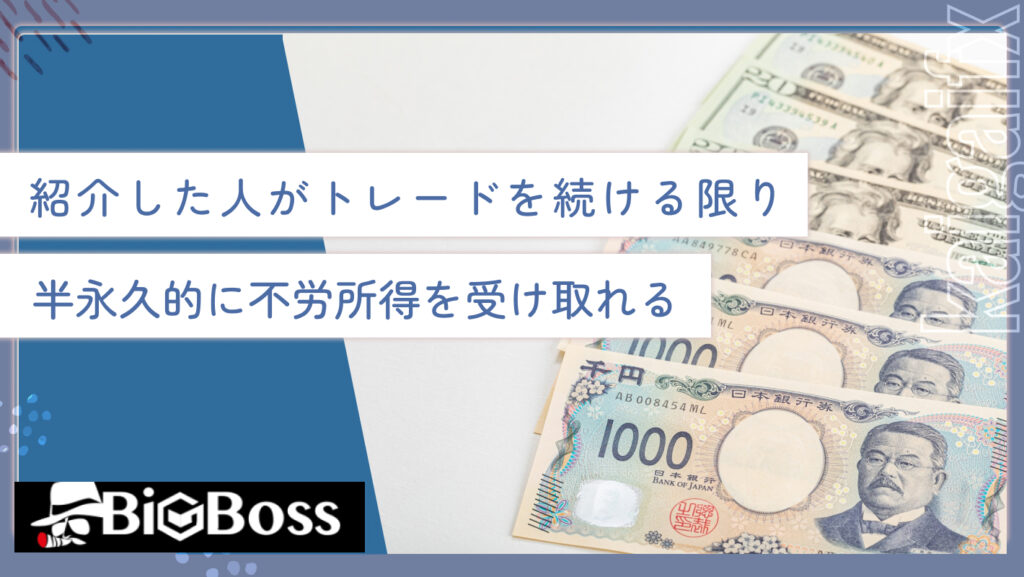 紹介した人がトレードを続ける限り半永久的に不労所得を受け取れる