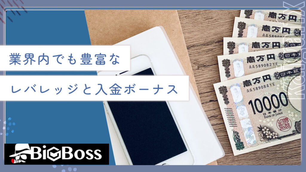 業界内でも豊富なレバレッジと入金ボーナス