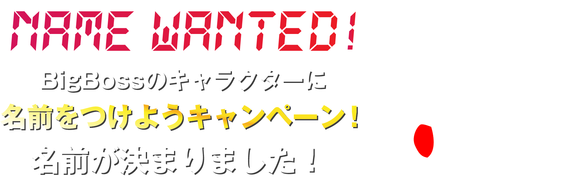BigBossのキャラクターに名前をつけようキャンペーン！名前が決まりました！