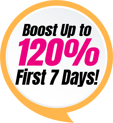 Up to 120% for deposits within 7 days of account opening!