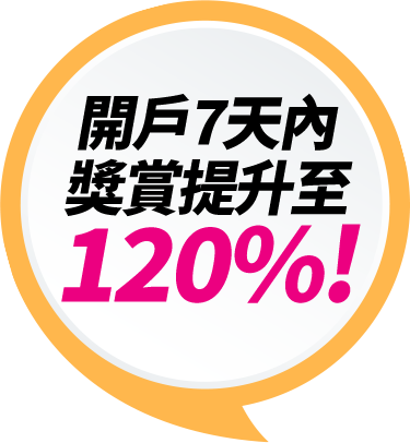 開戶7天內享120%獎賞！