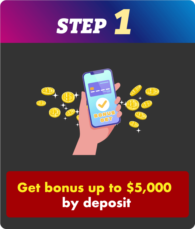 step1 Get bonus up to $5,000 
                              by deposit