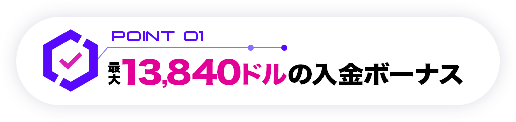 最大13,840ドルの入金ボーナス