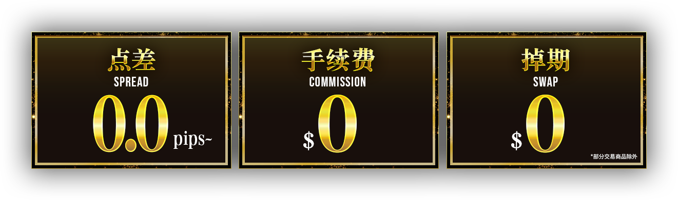 点差0.0pips~、手续费$0、掉期$0
