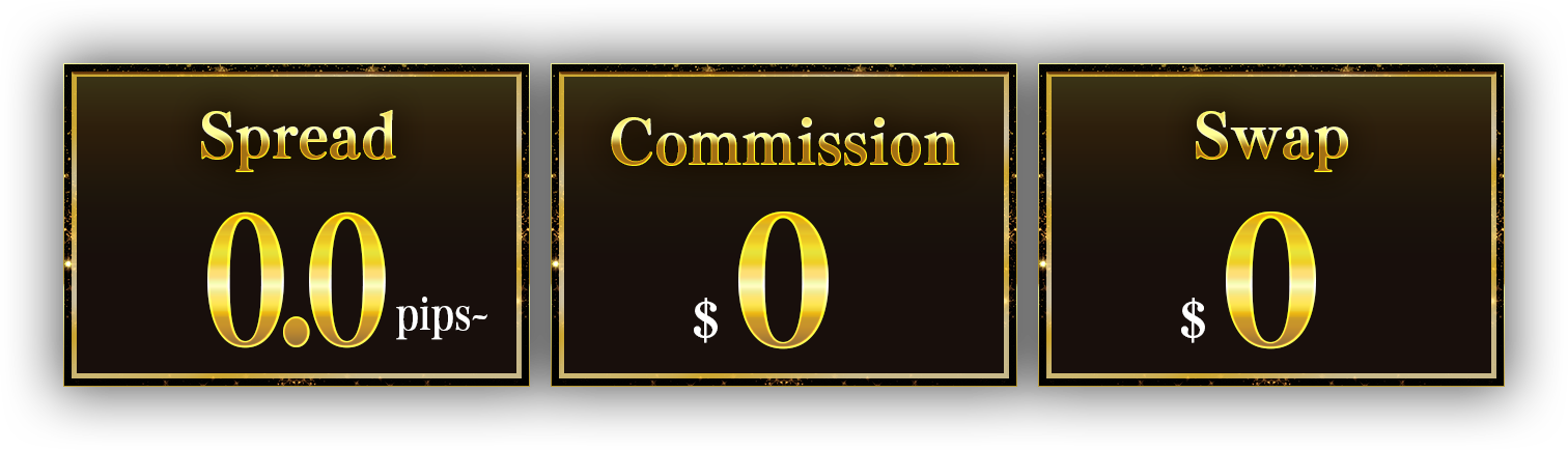 Spread 0.0 pips~, Commission $0, Swap $0