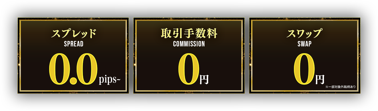スプレッド0.0pips~、取引手数料0円、スワップ0円